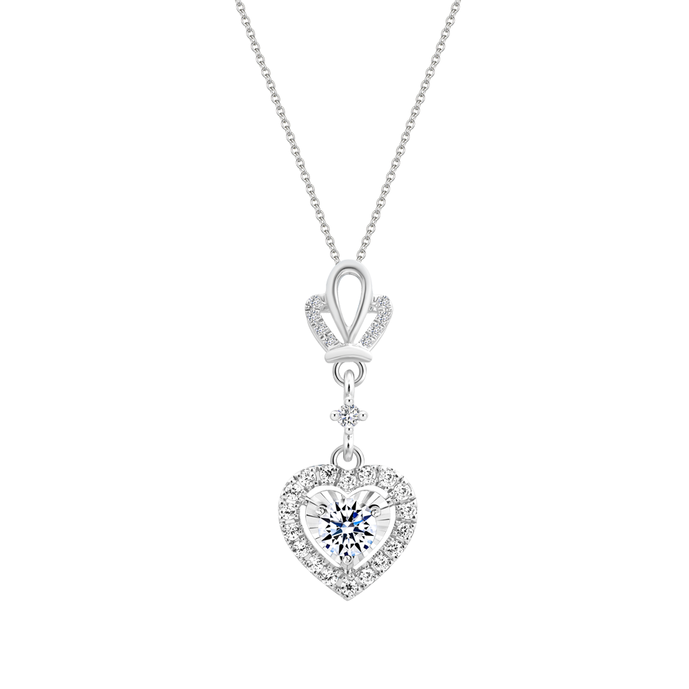 Mặt kim cương 8 Hearts & Arrows vàng 14K Heartest crown H&A 2C