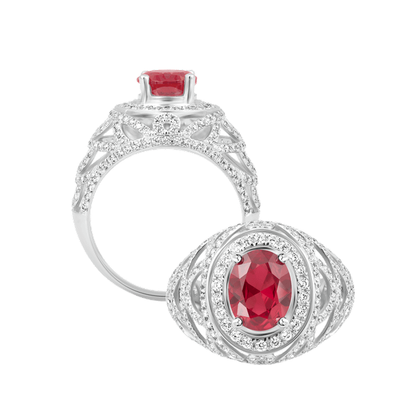 Nhẫn nữ đính đá màu Ruby vàng 10K Fearless S.RUB