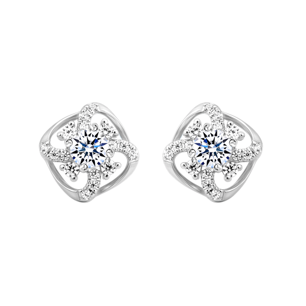 Hoa tai đính đá CZ vàng 18K Naila 2C