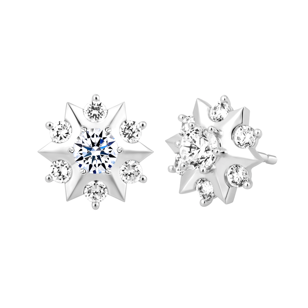 Hoa tai đính đá CZ vàng 14K Peeress 3C