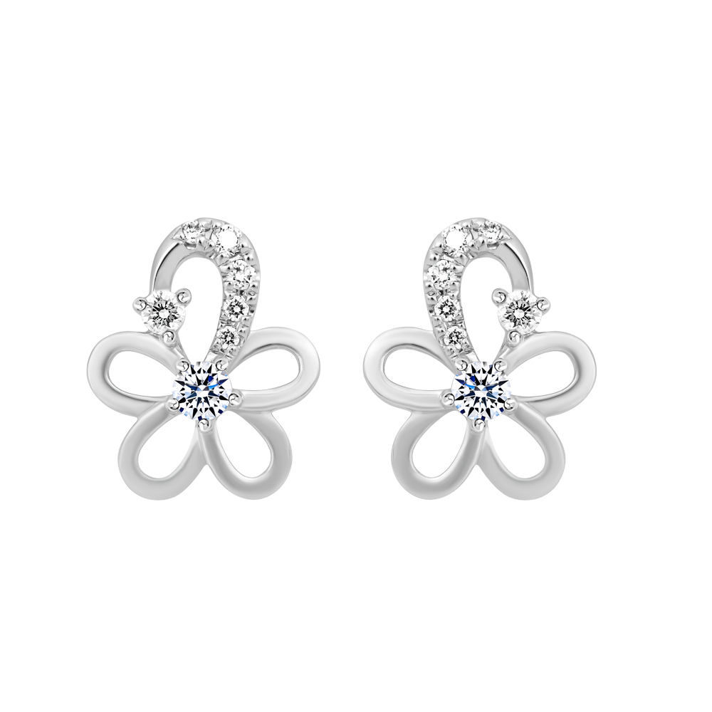 Hoa tai kim cương viên vàng 14K Kapion