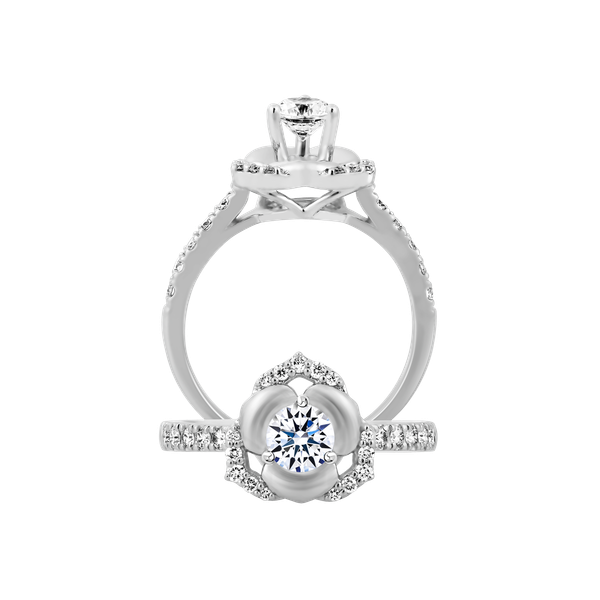 Nhẫn nữ kim cương 8 Hearts & Arrows vàng 14K Rosace H&A 3C