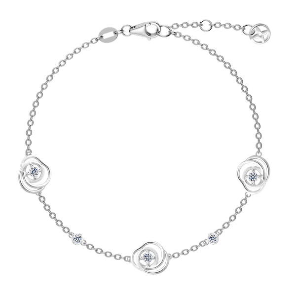 Dây tay kim cương viên vàng 14K Rosette