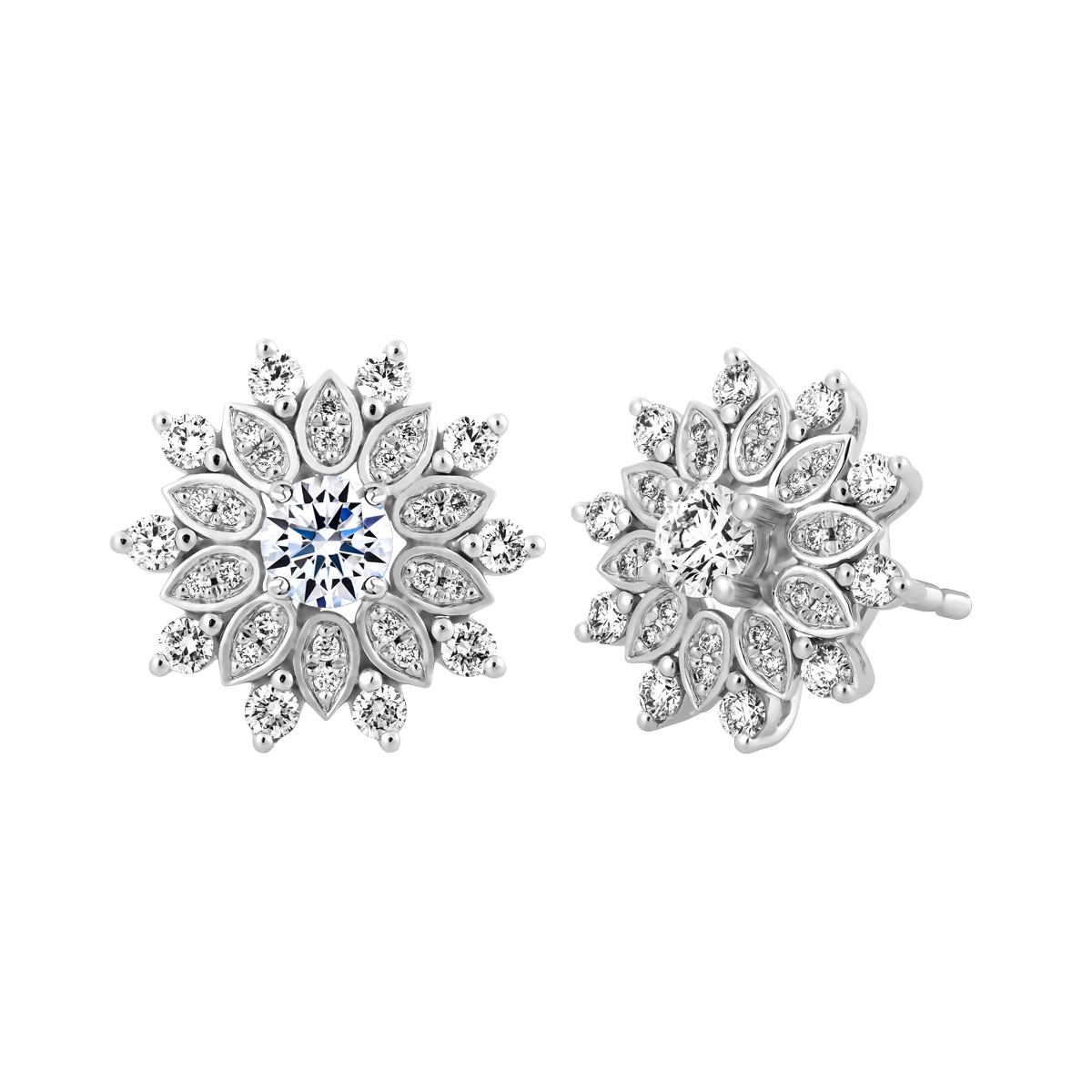 Hoa tai kim cương 8 Hearts & Arrows vàng 14K Radiance H&A 2C