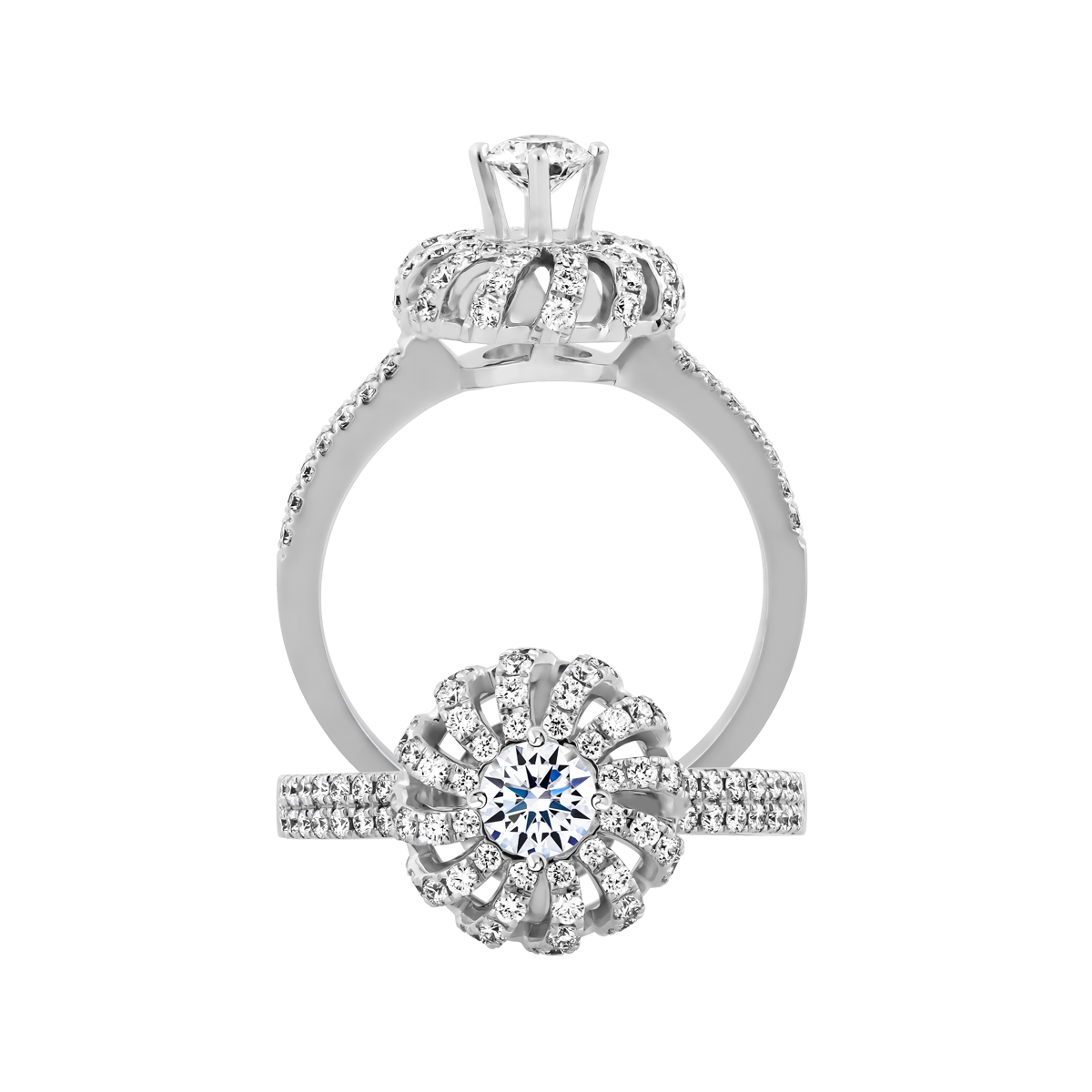 Nhẫn nữ kim cương 8 Hearts & Arrows vàng 14K Nadia N H&A 2C