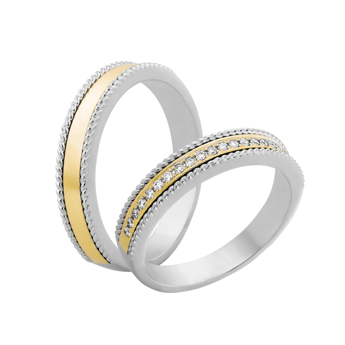 Nhẫn cưới nữ kim cương viên vàng 14K Edita F