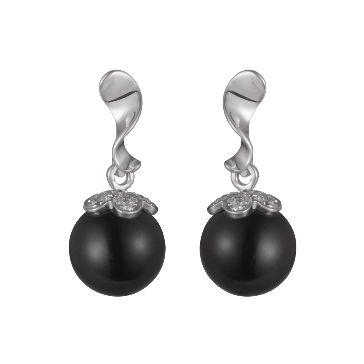 Hoa tai đính đá Onyx vàng 10K Eleganate Ony