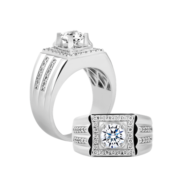 Ổ nhẫn nam kim cương tấm vàng 14K Huberting 1CT W