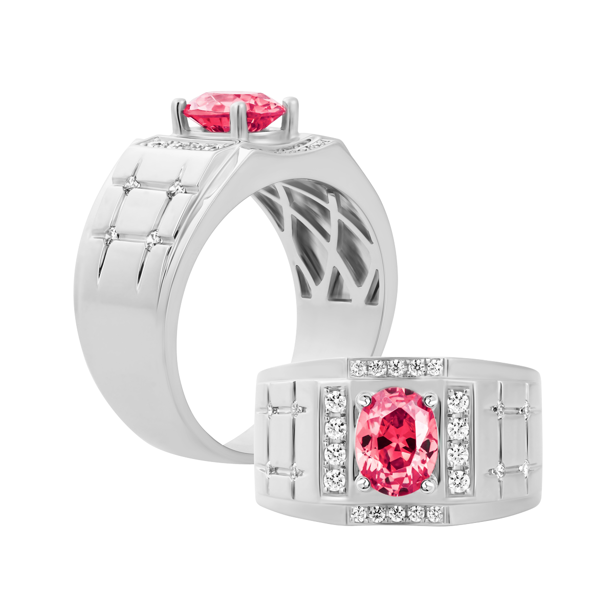 Nhẫn nam đính đá màu Ruby vàng 14K Mathew S.RUB W