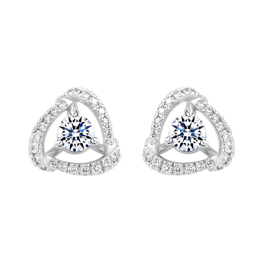 Hoa tai kim cương 8 Hearts & Arrows vàng 14K Ulani H&A 2C GVER0109527