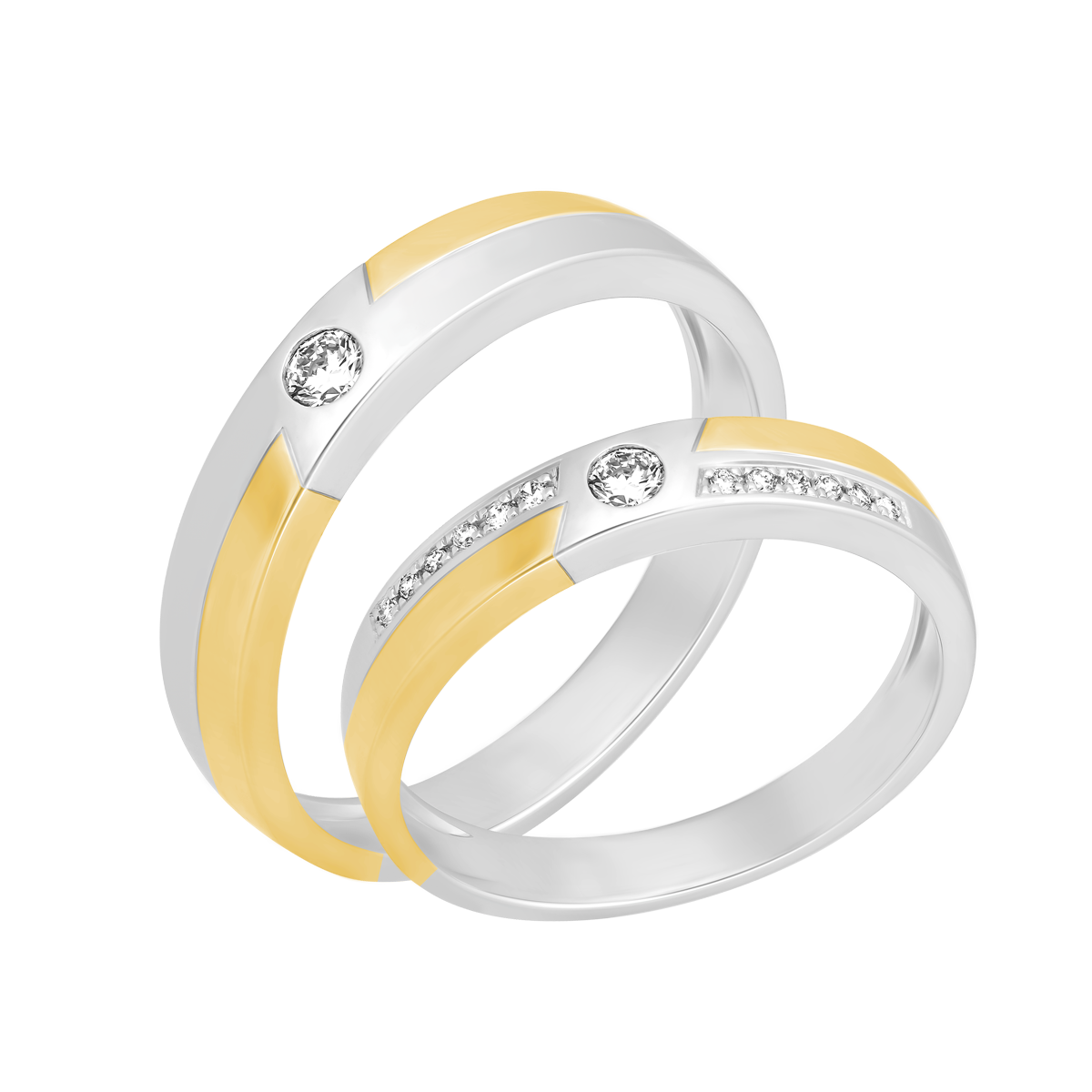 Nhẫn cưới nam đính đá CZ vàng 14K Everly 5p M