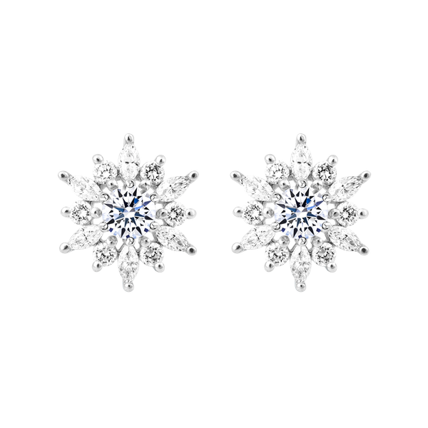 Hoa tai đính đá CZ vàng 18K Bloomy S