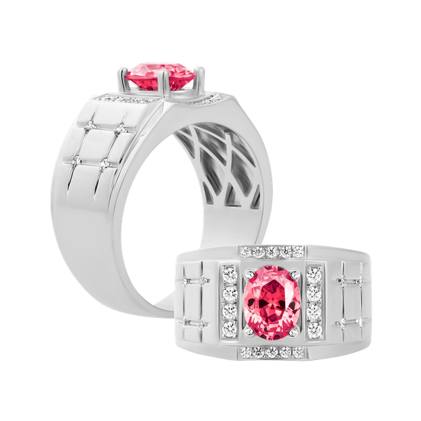 Nhẫn nam đính đá màu Ruby vàng 14K Mathew S.RUB W