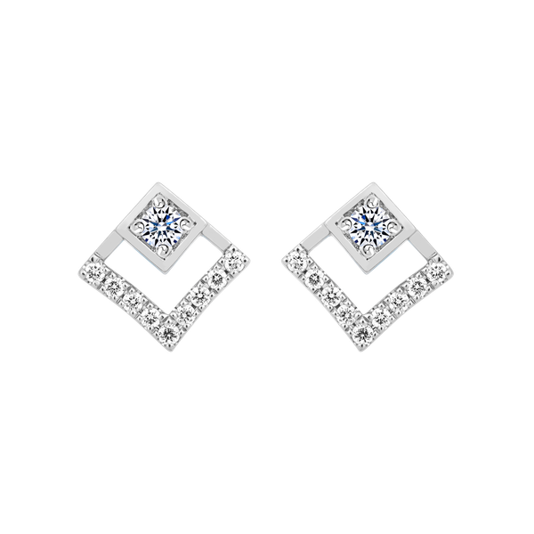 Hoa tai kim cương viên vàng 14K Borsa