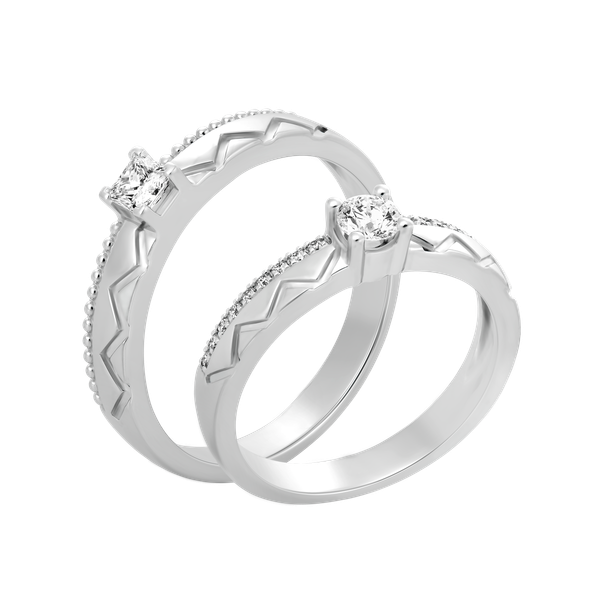 Nhẫn cưới nữ kim cương viên vàng 14K Caring RD2C F