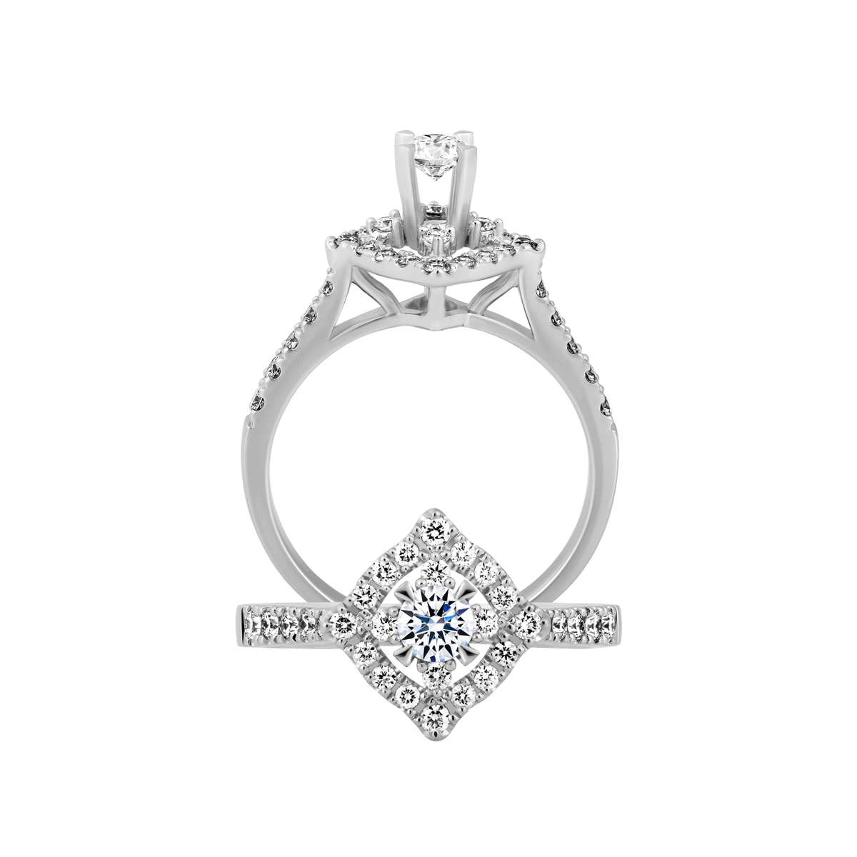 Nhẫn nữ kim cương 8 Hearts & Arrows vàng 14K Primrose N H&A 2C