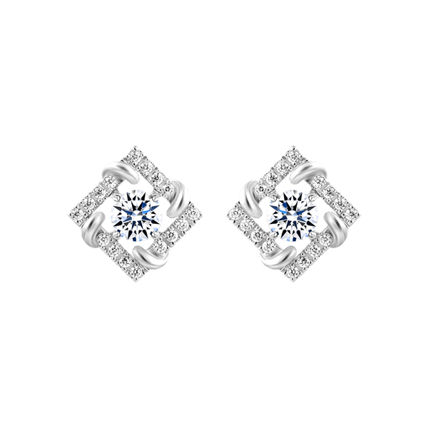 Hoa tai kim cương tấm vàng 14K Hasmon 3C