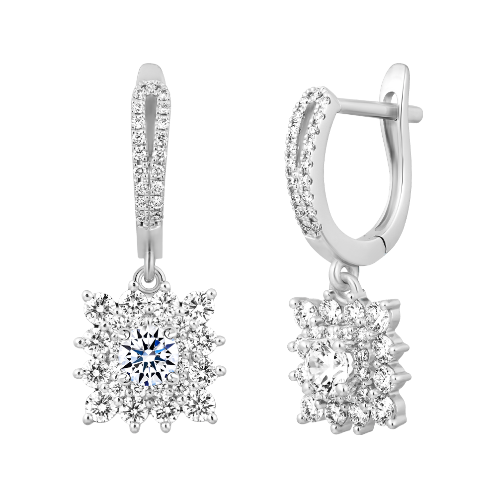 Hoa tai kim cương tấm vàng 14K Firming 2C