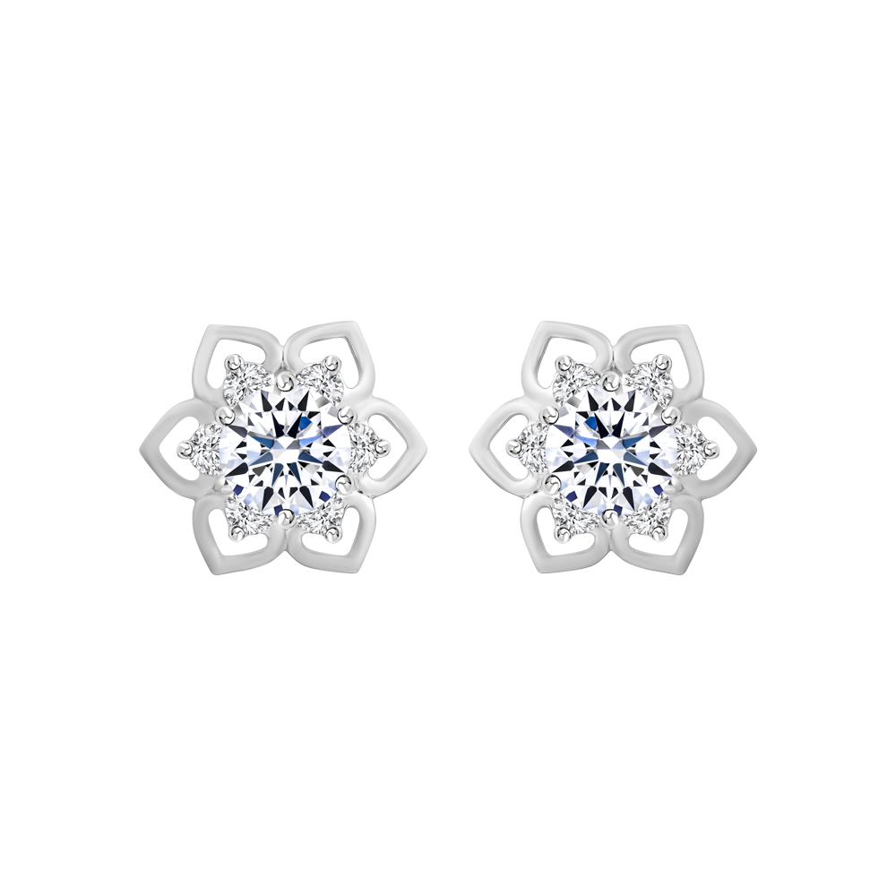 Hoa tai kim cương viên vàng 14K Cleary GIA 2C