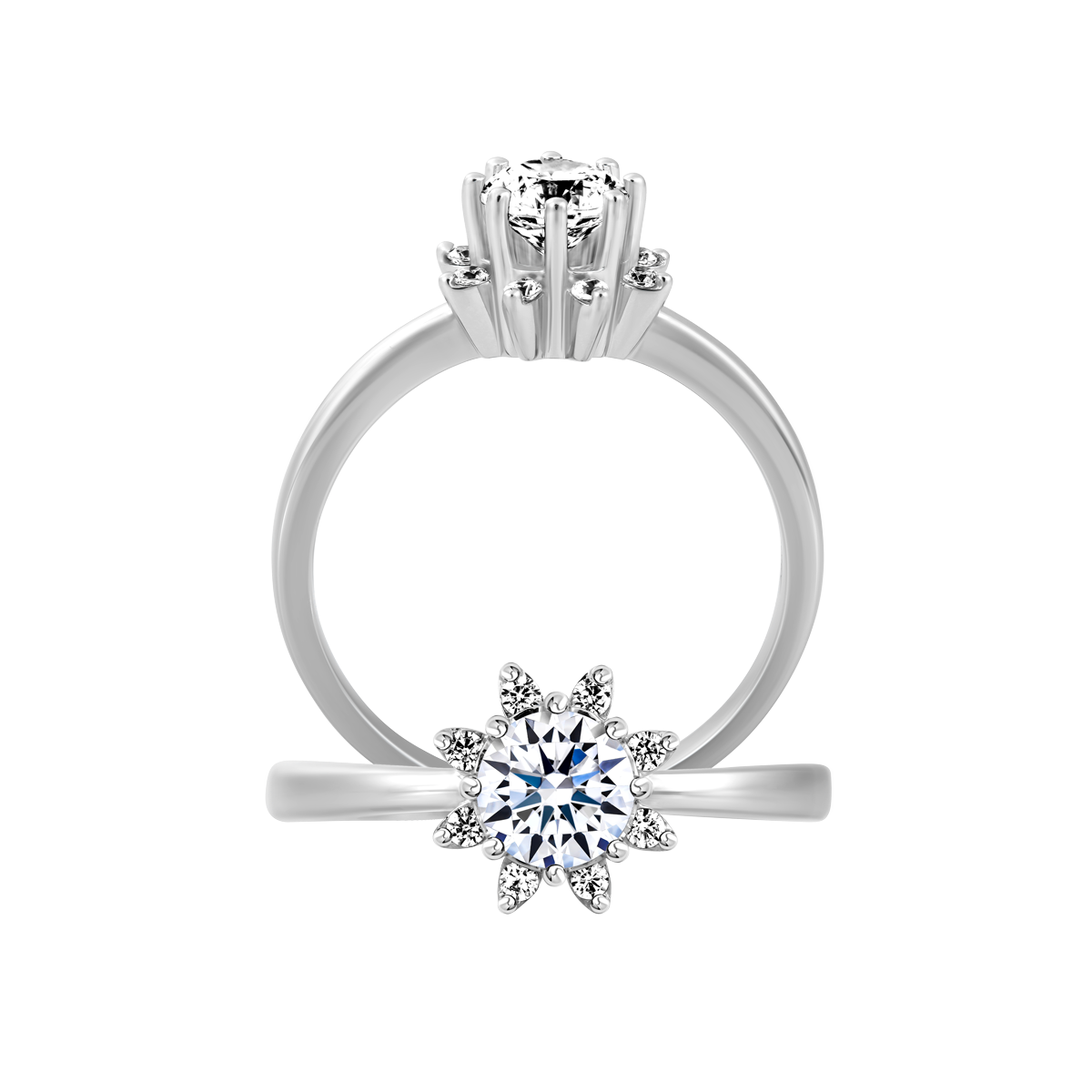 Nhẫn nữ kim cương tấm vàng 14K Girasoli N 1CT