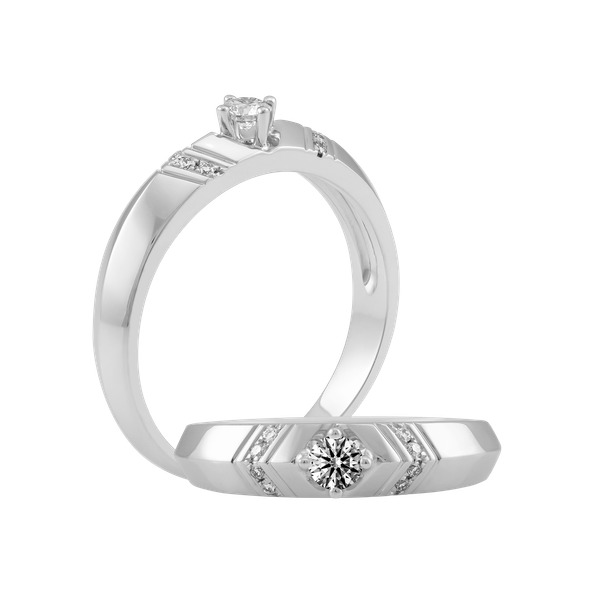 Nhẫn cưới nam kim cương vàng 14K Macerio 10p M