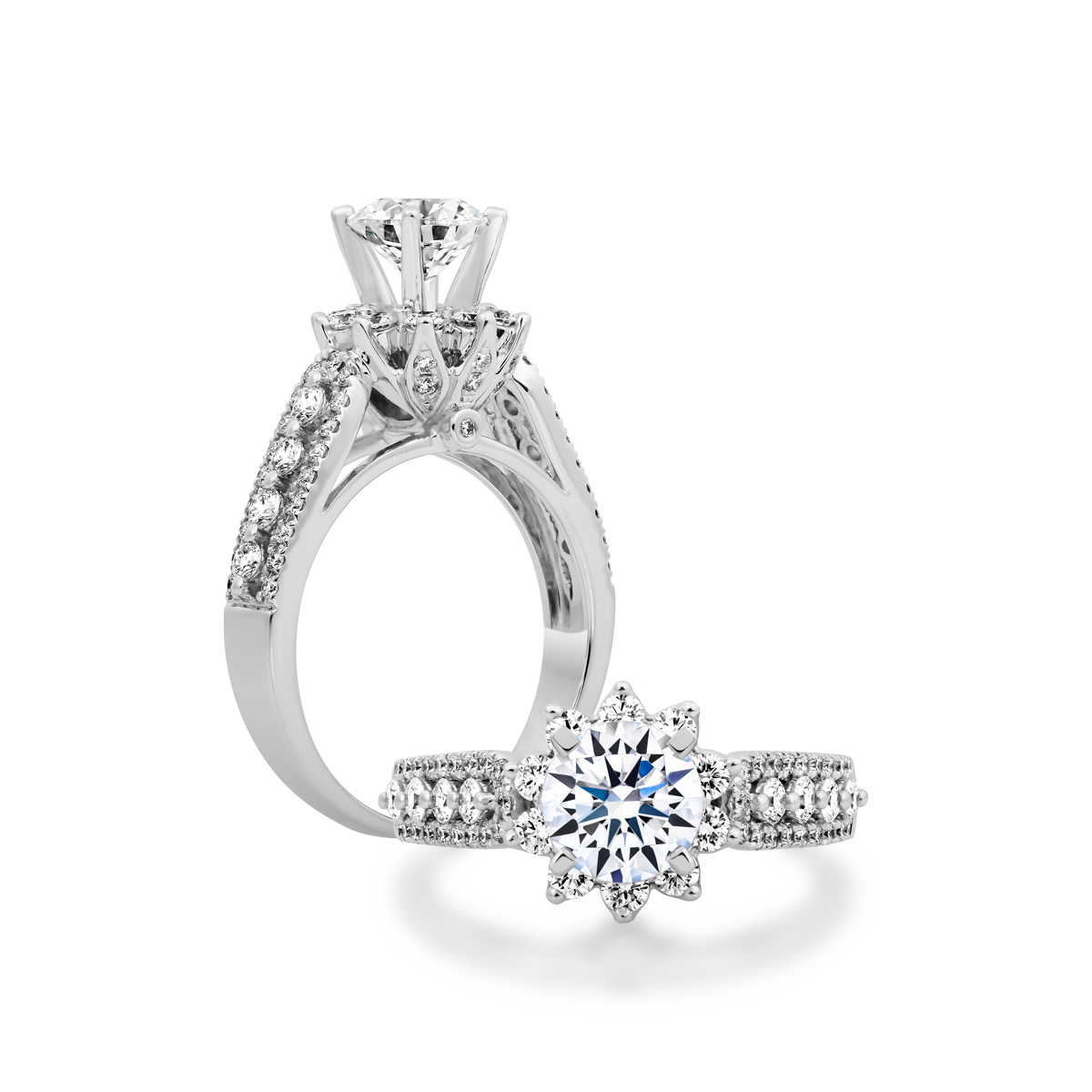 Ổ nhẫn nữ kim cương tấm vàng 14K Beleza N 3C