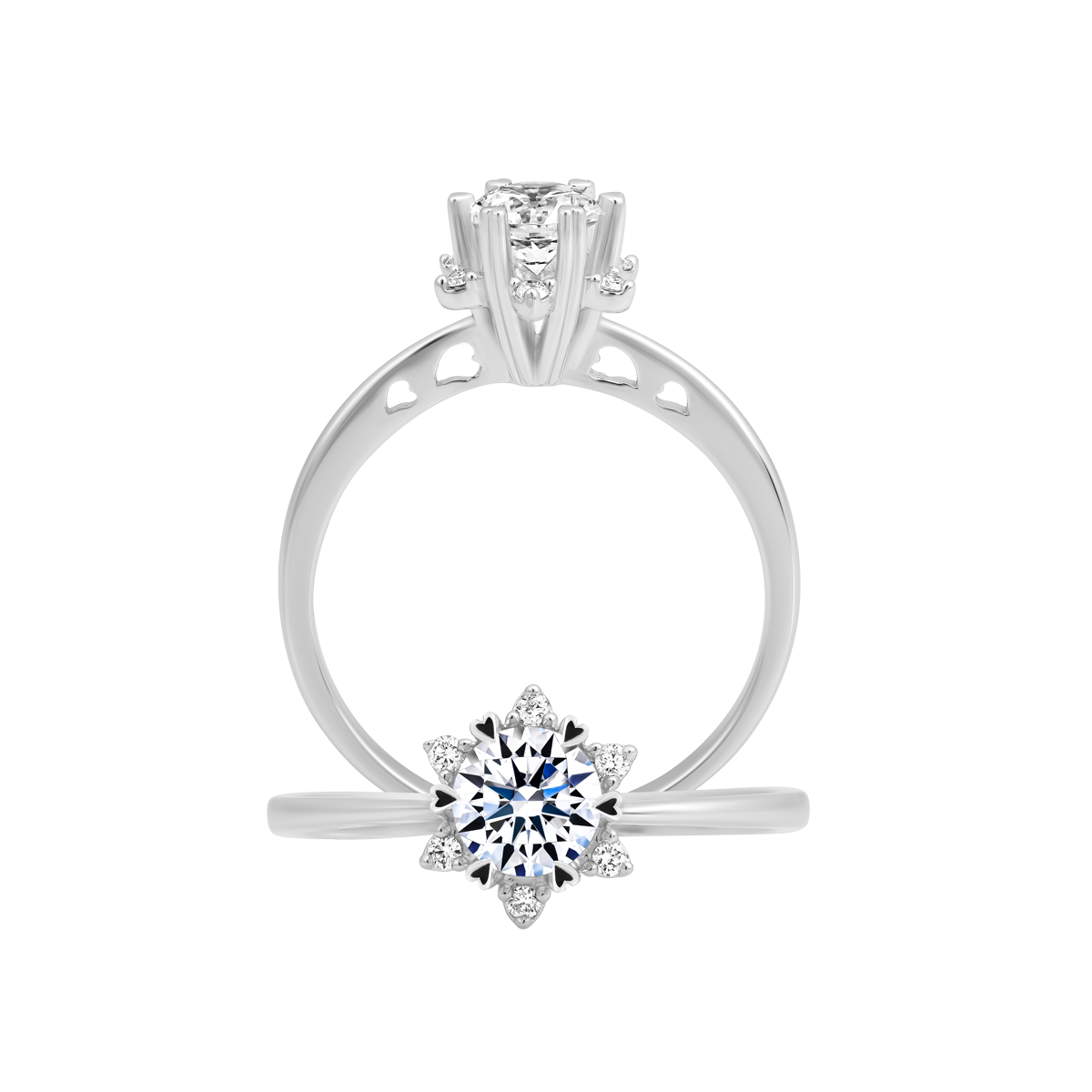 Ổ nhẫn nữ kim cương tấm vàng 14K Frany 5C