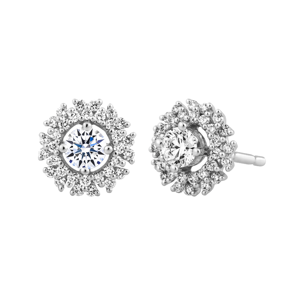 Hoa tai kim cương 8 Hearts & Arrows vàng 14K Begonia N H&A 2C GVER0100306