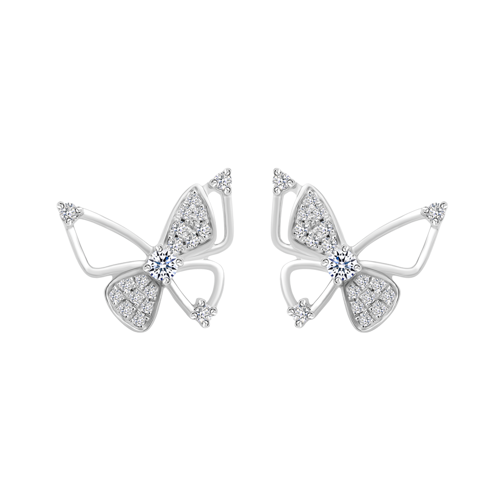 Hoa tai kim cương viên vàng 14K Lighting Butterfly TD