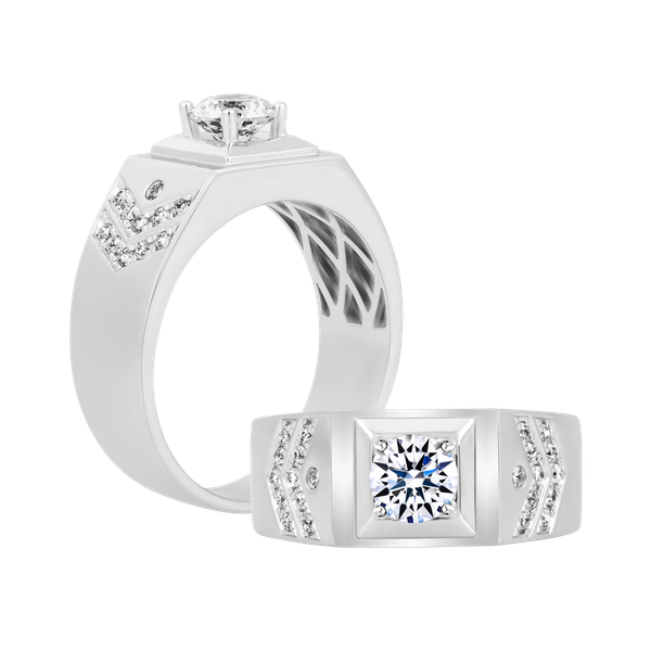 Nhẫn nam kim cương tấm vàng 14K Exelero 5C W