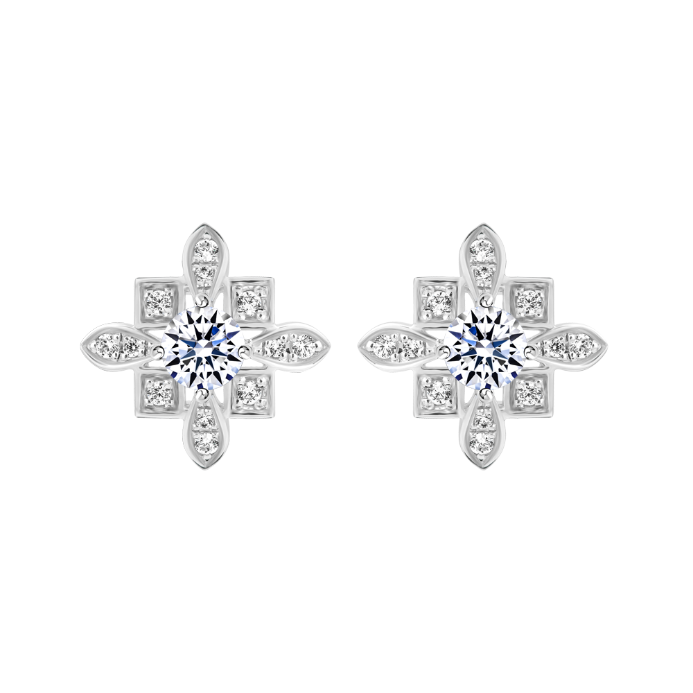 Hoa tai đính đá CZ vàng 10K Artistic 2C