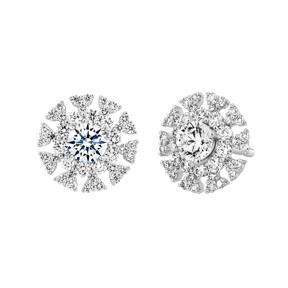 Hoa tai kim cương tấm vàng 14K Begony 2C