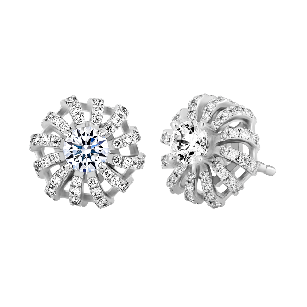 Hoa tai kim cương tấm vàng 14K Smooth N 3C