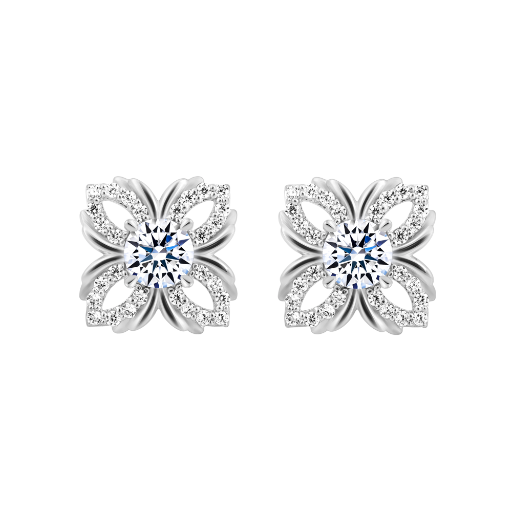 Hoa tai đính đá CZ vàng 10K Florice 3C