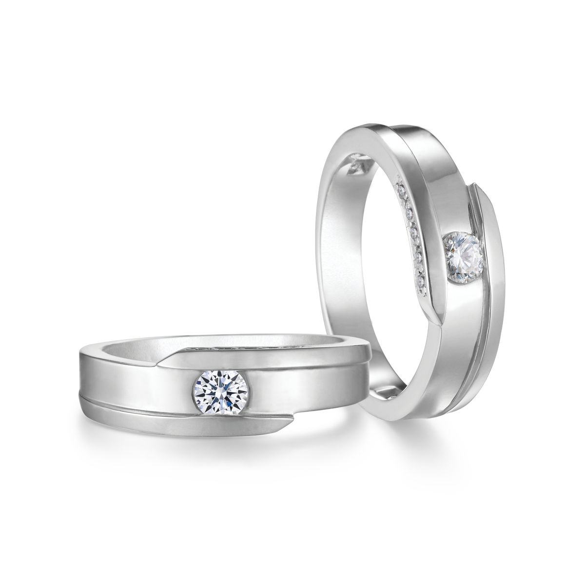 Nhẫn cưới nữ kim cương tấm vàng 14K Danky 2C F