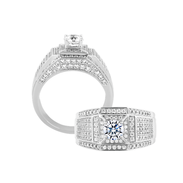 Nhẫn nam kim cương tấm vàng 14K Galvin 1CT W