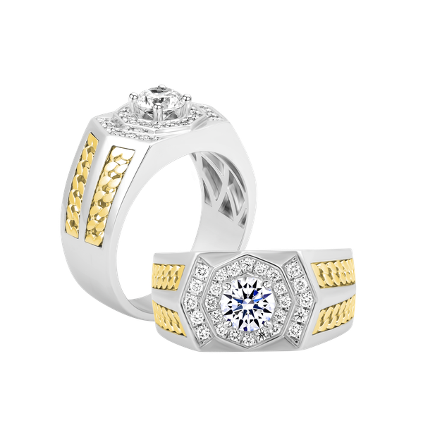 Nhẫn nam kim cương tấm vàng 14K Impression 5C WY