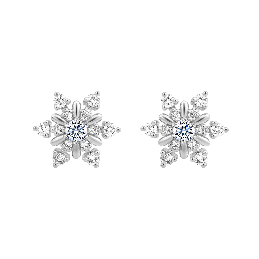 Hoa tai đính đá CZ vàng 18K Constell