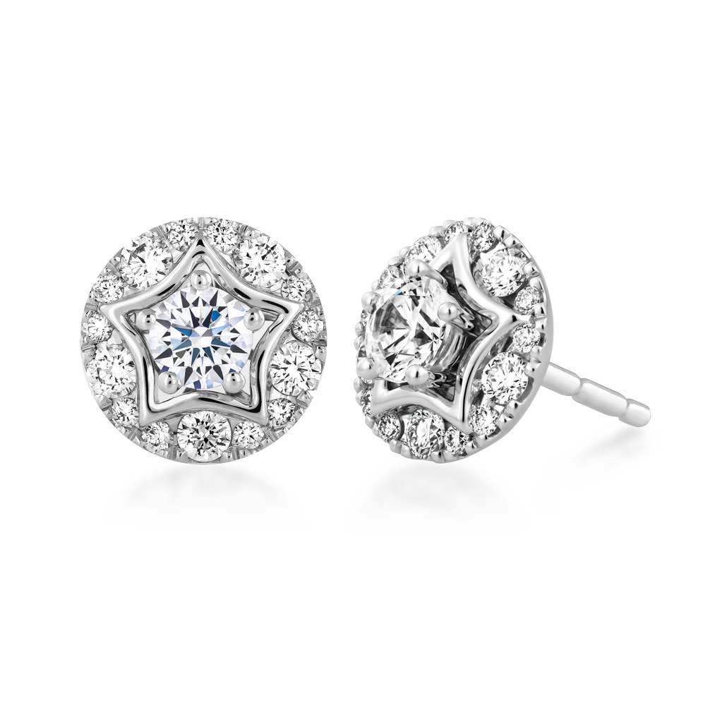 Hoa tai kim cương viên vàng 14K Ryshia GIA 3C