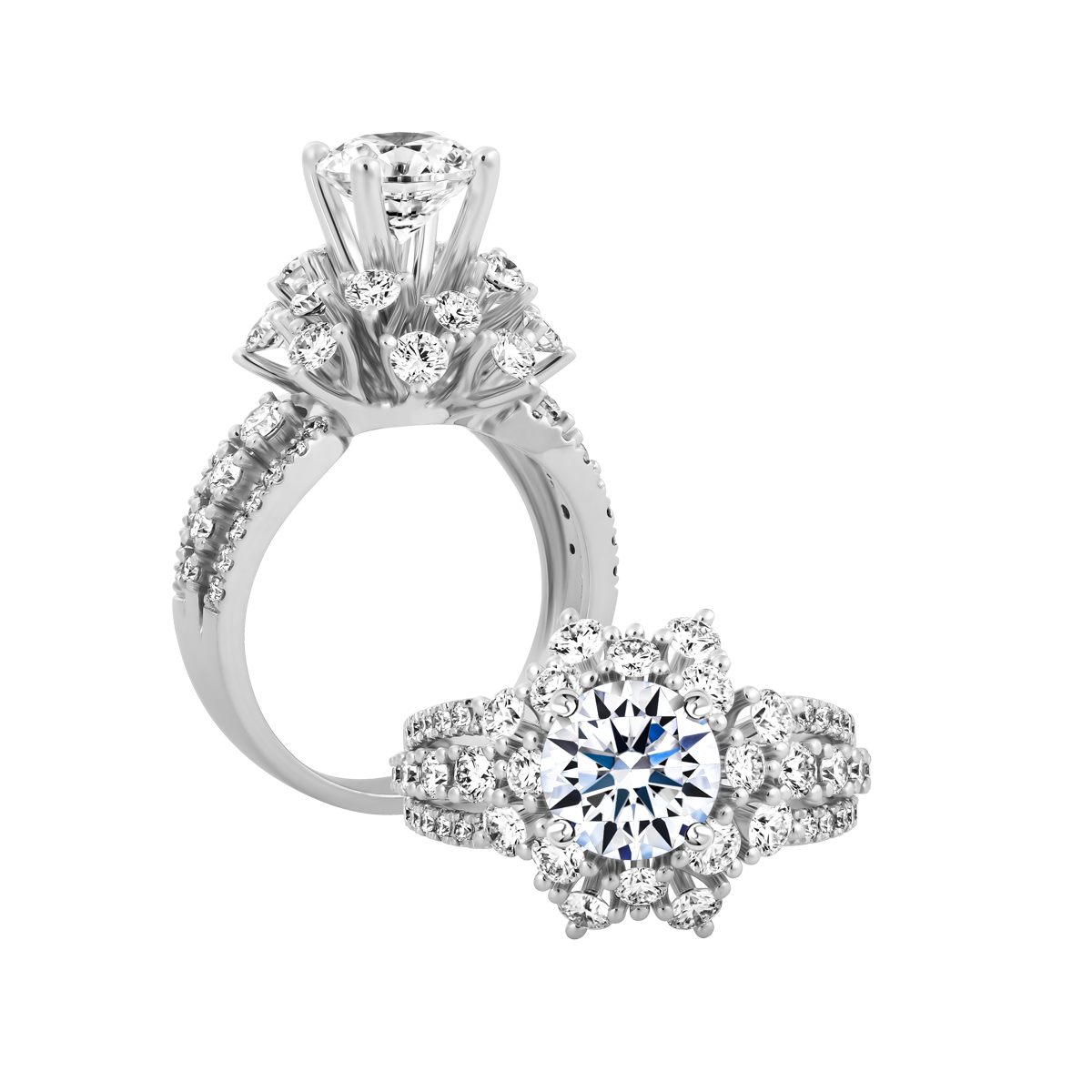 Ổ nhẫn nữ kim cương tấm vàng 14K Flourishing 1CT