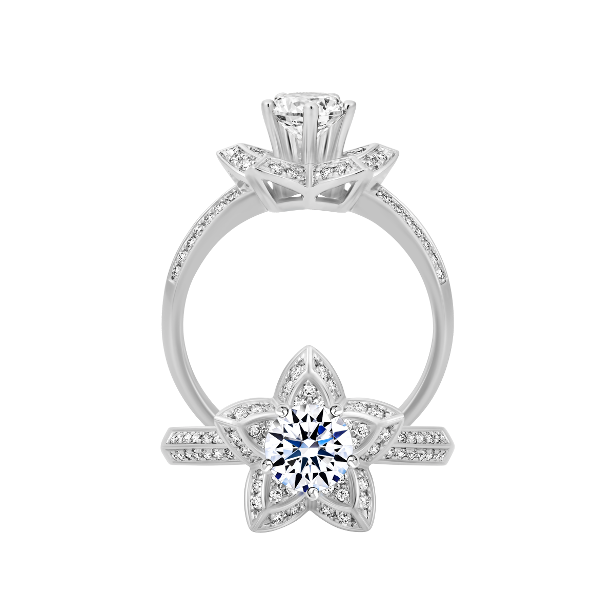 Ổ nhẫn nữ kim cương tấm vàng 14K Shining Star 5C