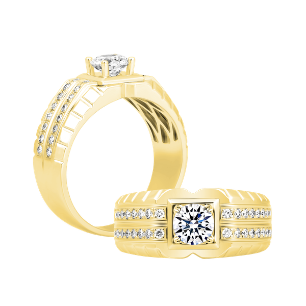 Nhẫn nam kim cương tấm vàng 14K Capital 5C Y