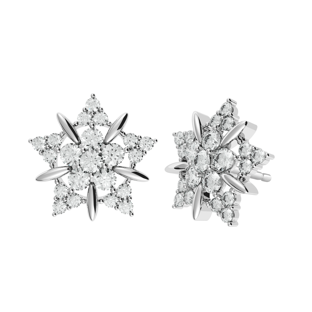 Hoa tai đính đá CZ vàng 14K Snowess