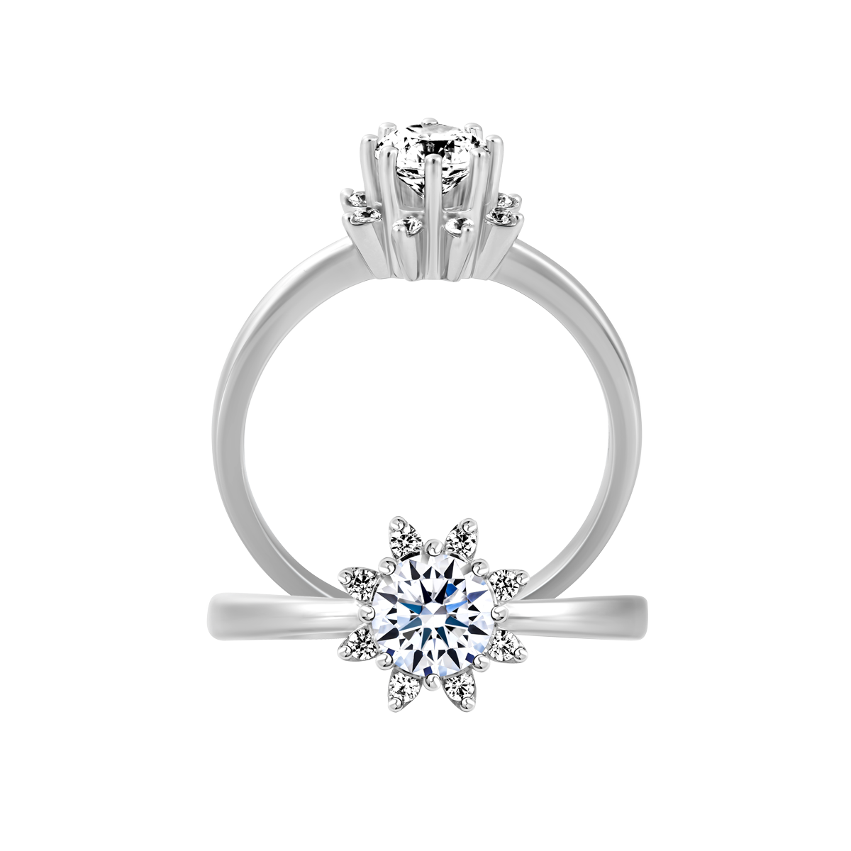 Nhẫn nữ kim cương tấm vàng 14K Girasoli N 1CT