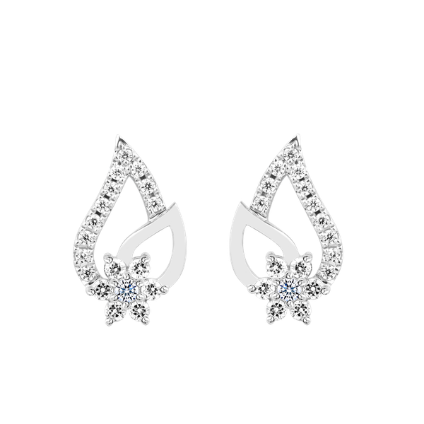 Hoa tai đính đá CZ vàng 18K Swingful