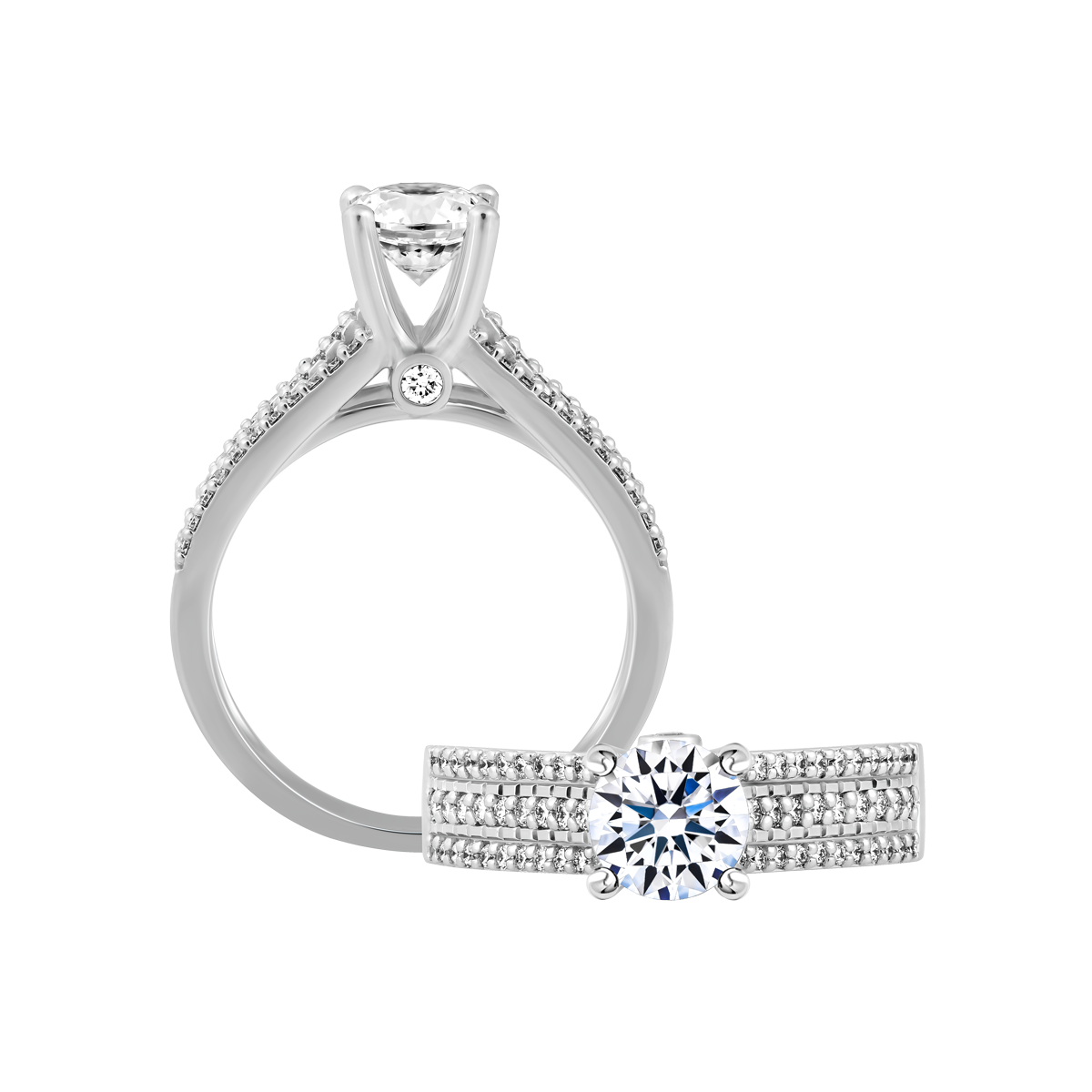 Nhẫn nữ đính đá CZ vàng 14K Adivity 1CT