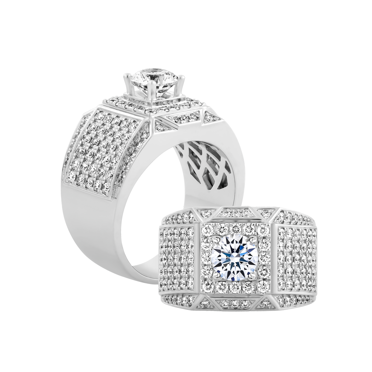 Nhẫn nam kim cương tấm vàng 14K Garrich 5C W