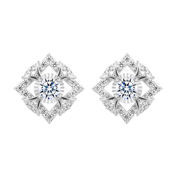 Hoa tai đính đá CZ vàng 14K Elegant 2C