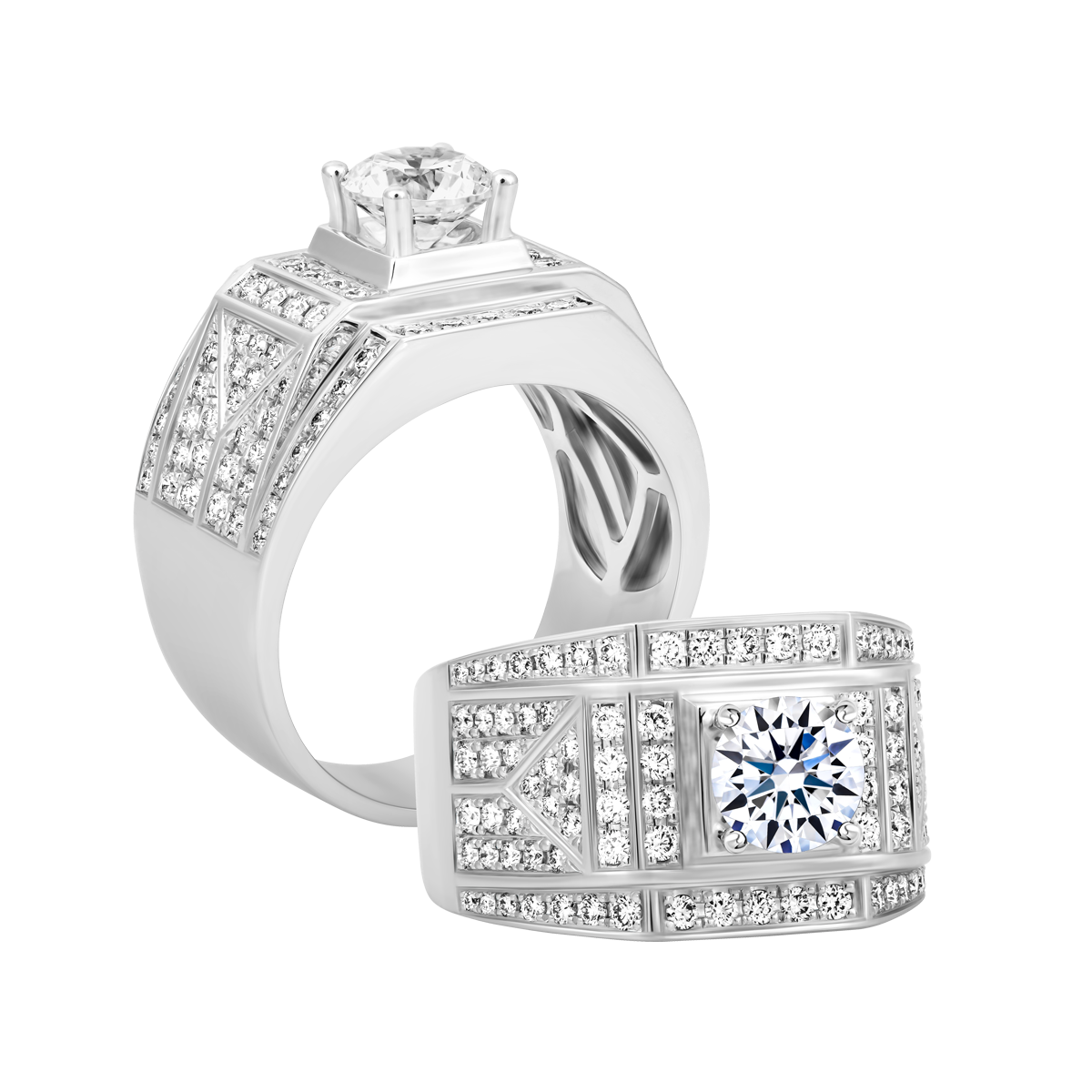 Nhẫn nam kim cương tấm vàng 14K Bravery 1CT W