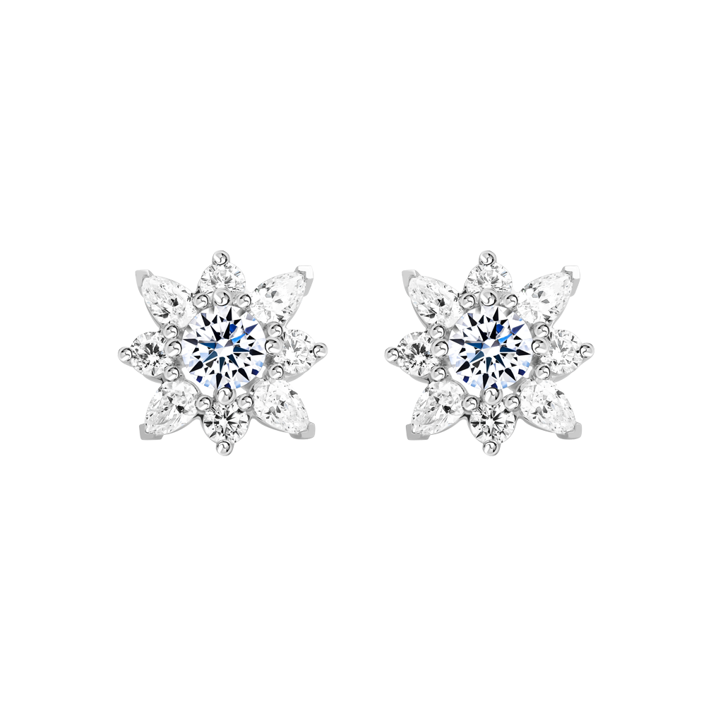 Hoa tai đính đá CZ vàng 18K Fulgent 2C